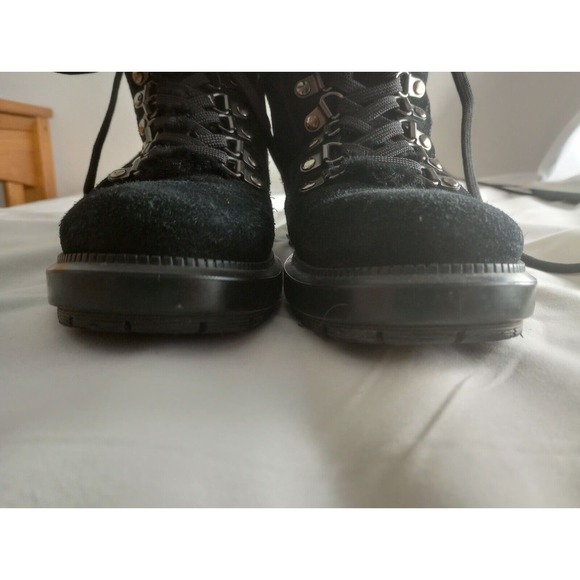 Aquatalia Women BLACK SUEDE Fur Sherling ?Vikki Lace Up Combat Boots Size 8 - Picture 5 of 10